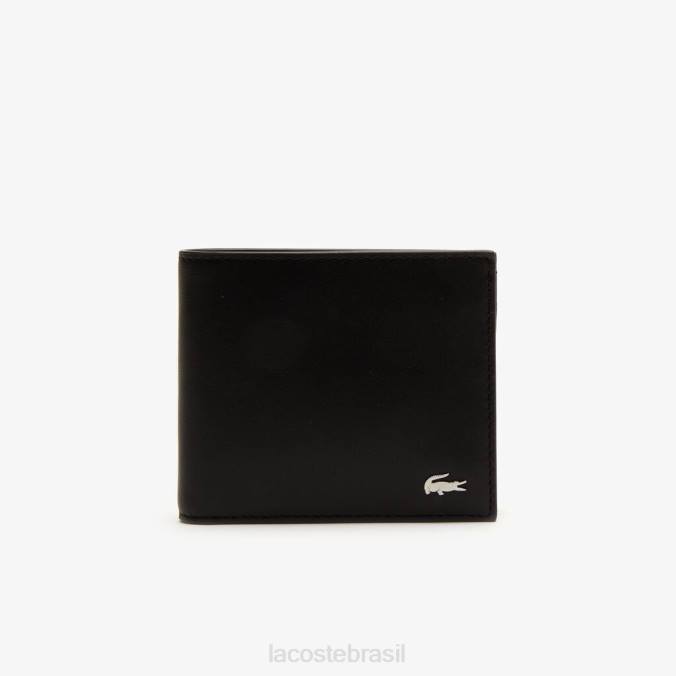 Lacoste homens Conjunto de carteira e porta-cartão de couro fitzgerald preto P2PX2043 bolsas e artigos de couro