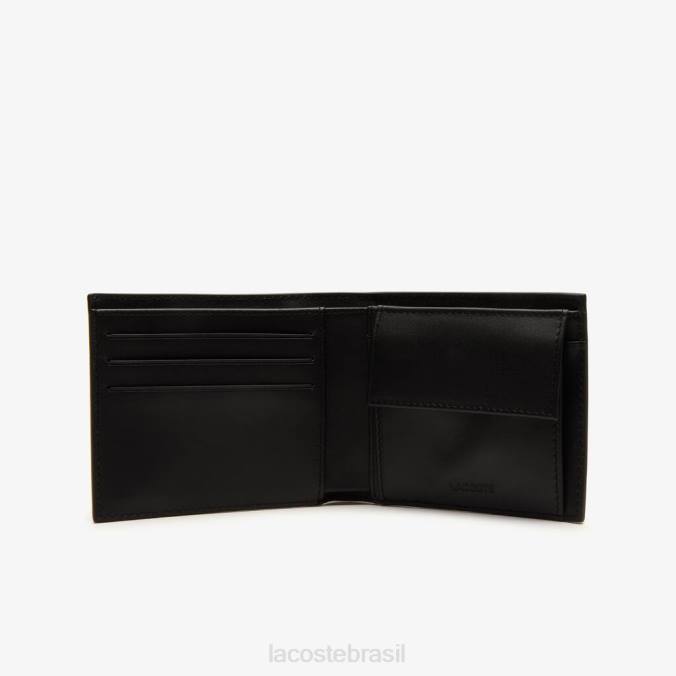 Lacoste homens Conjunto de carteira e porta-cartão de couro fitzgerald preto P2PX2043 bolsas e artigos de couro
