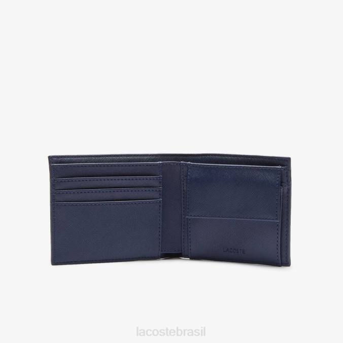 Lacoste homens carteira clássica petit piqué de três cartões roxo P2PX2059 bolsas e artigos de couro