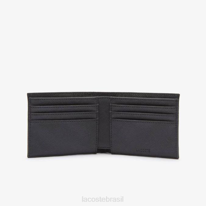 Lacoste homens carteira clássica petit piqué seis cartões preto P2PX2020 bolsas e artigos de couro