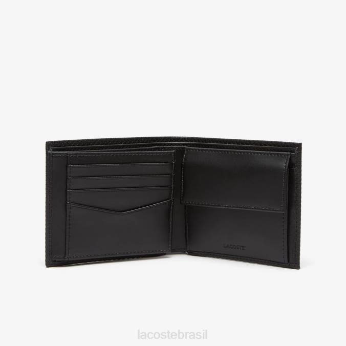 Lacoste homens carteira dobrável de couro de bezerro preto P2PX2125 bolsas e artigos de couro