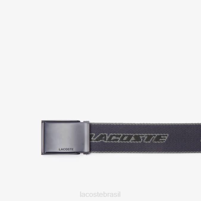 Lacoste homens cinto de lona de marca contrastante abimes sombra escura noir P2PX2114 bolsas e artigos de couro