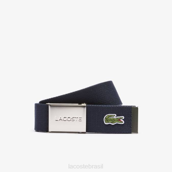 Lacoste homens cinto de tecido com fivela gravada roxo P2PX2081 bolsas e artigos de couro