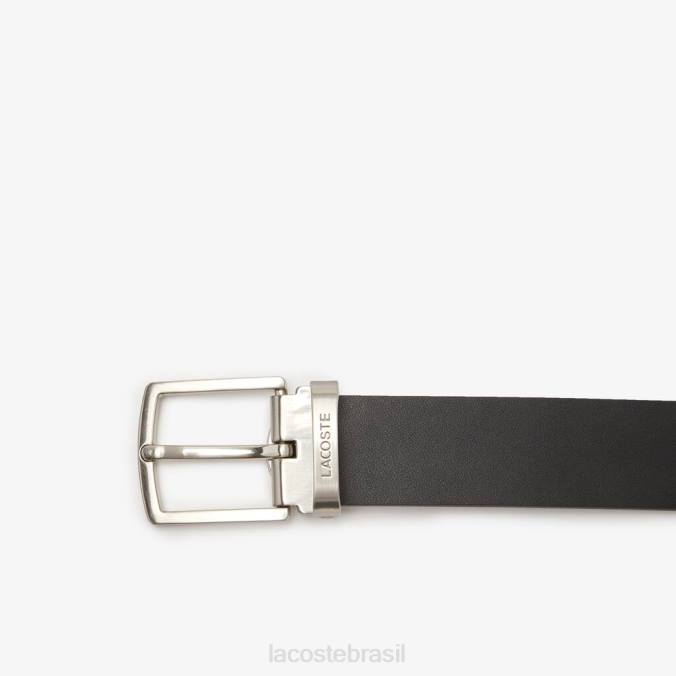 Lacoste homens conjunto de presente com alfinete e cinto com fivela plana preto marrom P2PX2112 bolsas e artigos de couro