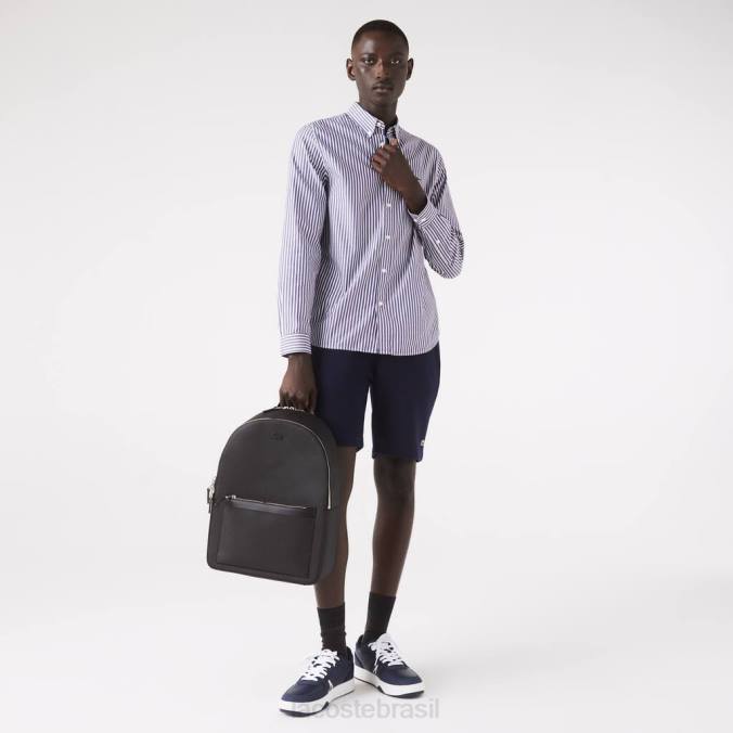 Lacoste homens mochila de couro com costura fosca chantaco preto P2PX2022 bolsas e artigos de couro