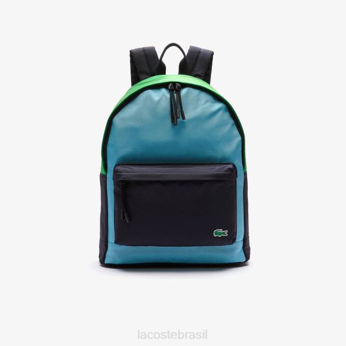 Lacoste homens mochila de lona colorblock abime malaquita azur P2PX2069 bolsas e artigos de couro