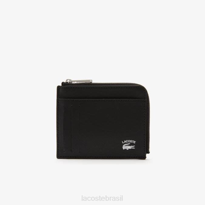 Lacoste homens porta-cartão zip com inscrição contrastante preto P2PX2134 bolsas e artigos de couro