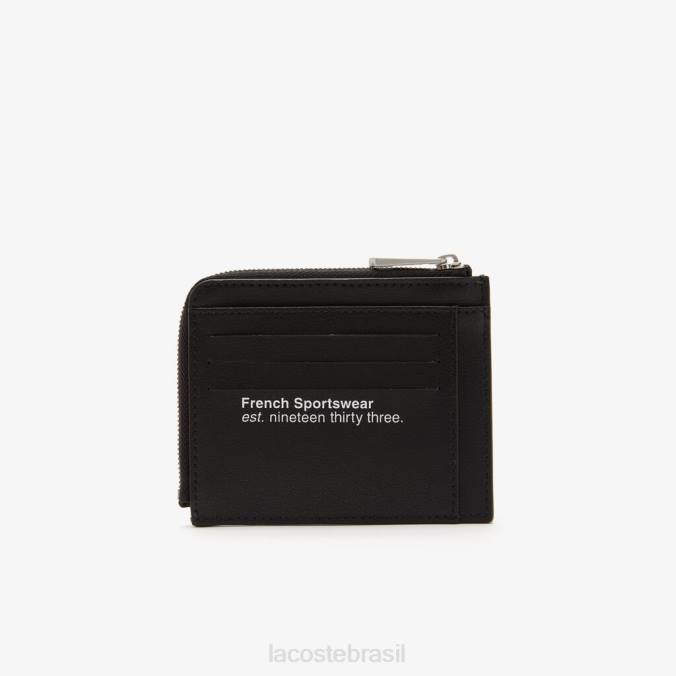 Lacoste homens porta-cartão zip com inscrição contrastante preto P2PX2134 bolsas e artigos de couro