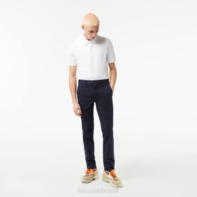 Lacoste homens calça chino slim fit em algodão stretch azul-marinho P2PX500 roupas