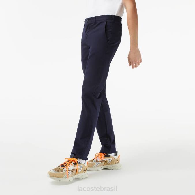 Lacoste homens calça chino slim fit em algodão stretch azul-marinho P2PX500 roupas
