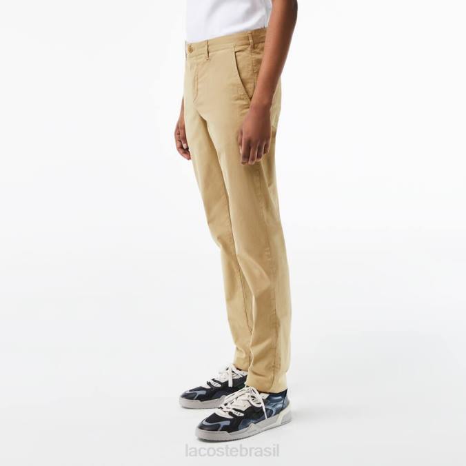 Lacoste homens calça chino slim fit em algodão stretch bege P2PX499 roupas