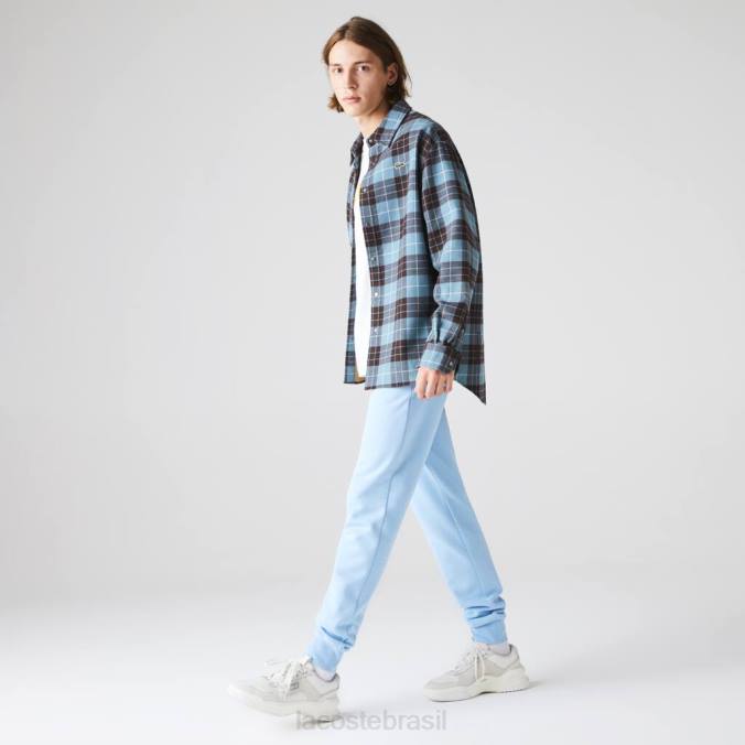 Lacoste homens calça esportiva de tênis de lã azul P2PX1157 roupas