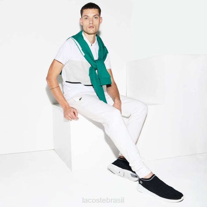 Lacoste homens calça esportiva de tênis de lã branco P2PX960 roupas
