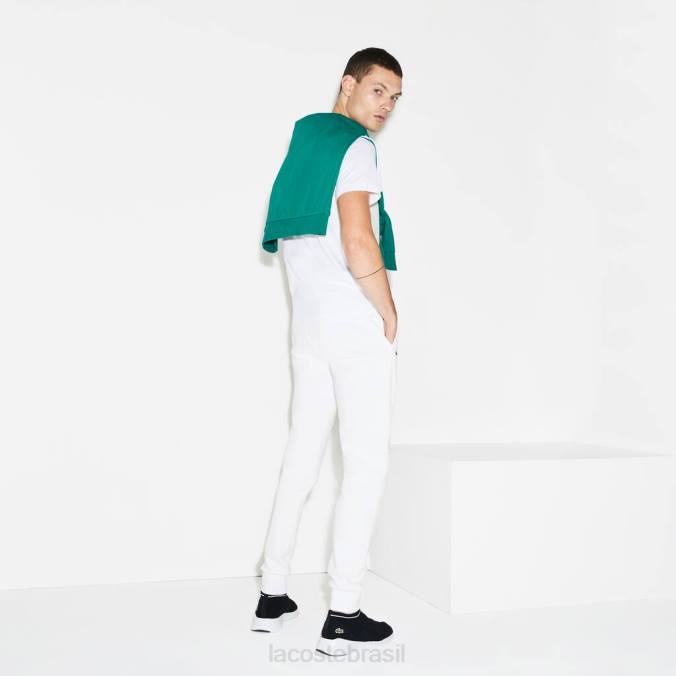 Lacoste homens calça esportiva de tênis de lã branco P2PX960 roupas