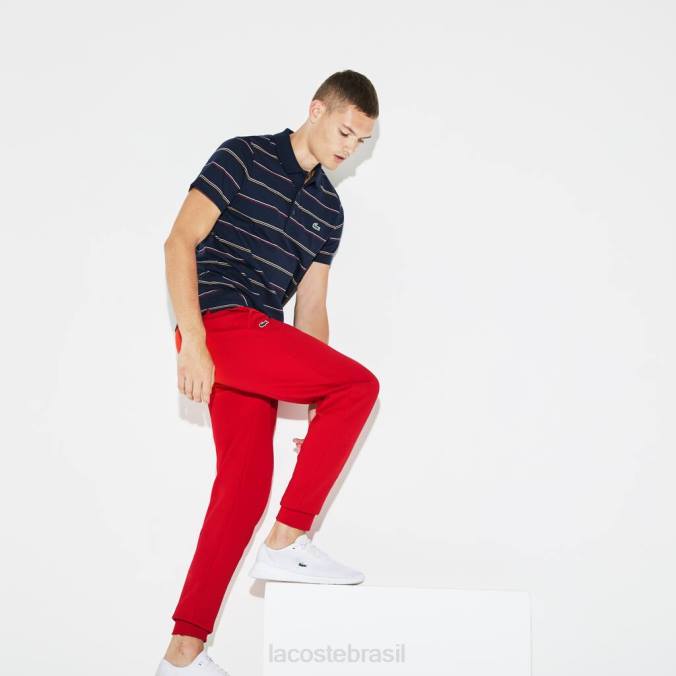Lacoste homens calça esportiva de tênis de lã vermelho P2PX986 roupas