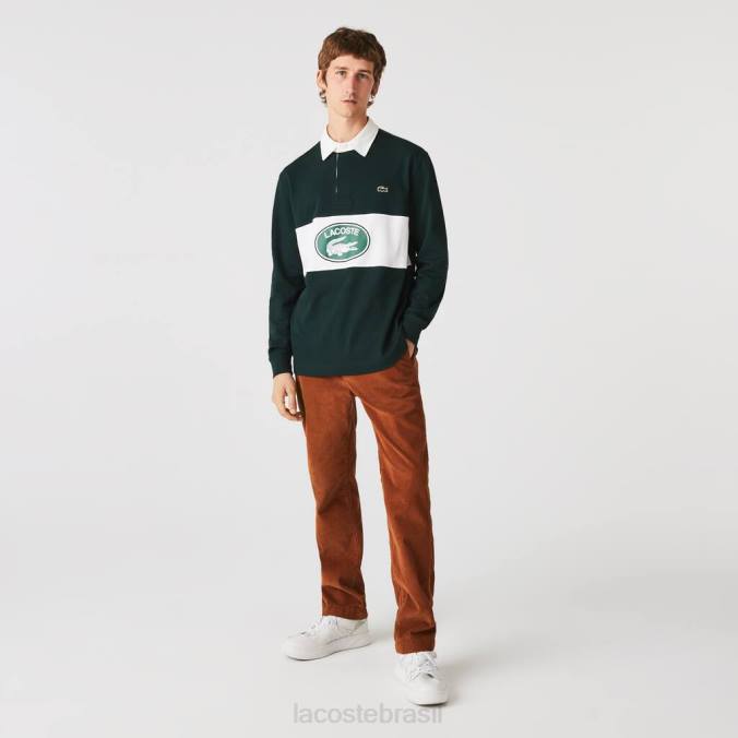 Lacoste homens calças de veludo cotelê retas marrom P2PX1583 roupas