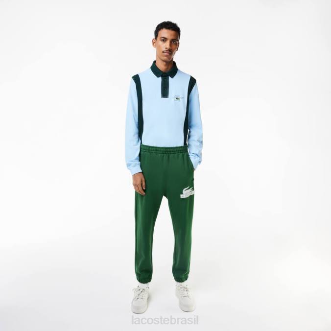 Lacoste homens calça de algodão orgânico verde P2PX292 roupas