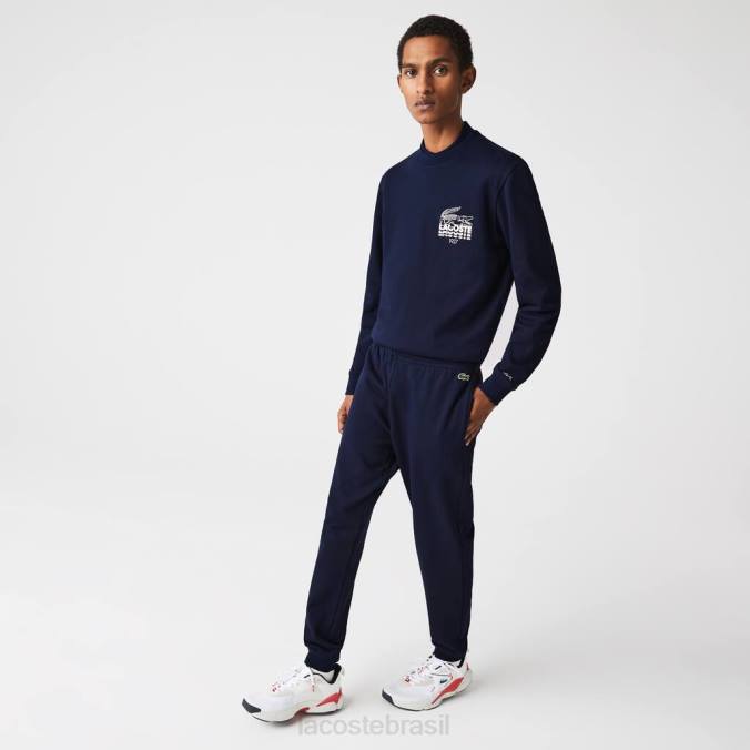 Lacoste homens calça de jogging de lã de algodão com marca de crocodilo azul-marinho P2PX1095 roupas