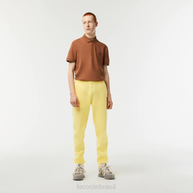 Lacoste homens calça de moletom de lã com ajuste cônico amarelo P2PX349 roupas