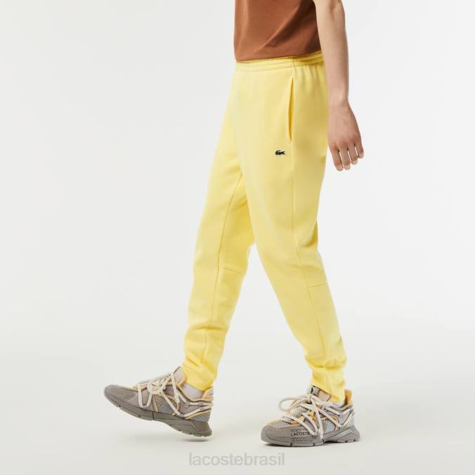 Lacoste homens calça de moletom de lã com ajuste cônico amarelo P2PX349 roupas