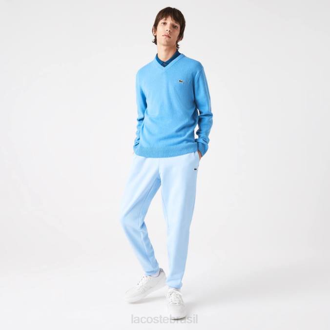 Lacoste homens calça de moletom de lã com ajuste cônico azul P2PX1008 roupas