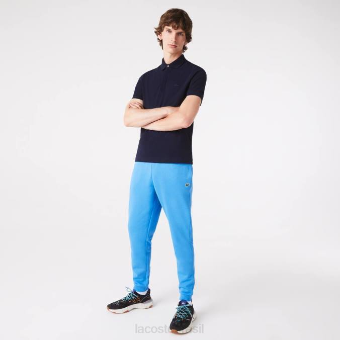Lacoste homens calça de moletom de lã com ajuste cônico azul P2PX1086 roupas