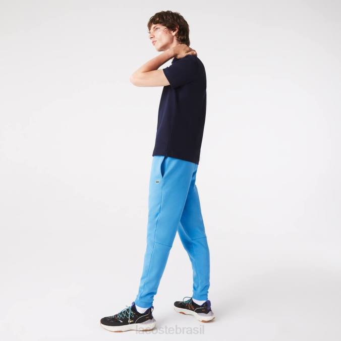 Lacoste homens calça de moletom de lã com ajuste cônico azul P2PX1086 roupas