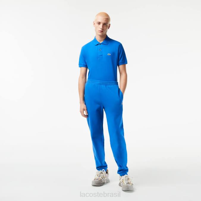 Lacoste homens calça de moletom de lã com ajuste cônico azul P2PX357 roupas
