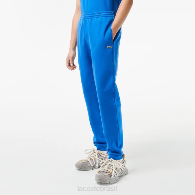 Lacoste homens calça de moletom de lã com ajuste cônico azul P2PX357 roupas