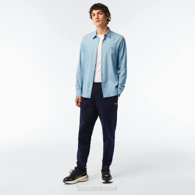 Lacoste homens calça de moletom de lã com ajuste cônico azul-marinho P2PX348 roupas