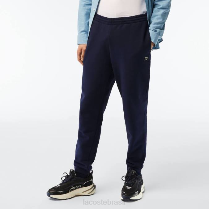 Lacoste homens calça de moletom de lã com ajuste cônico azul-marinho P2PX348 roupas