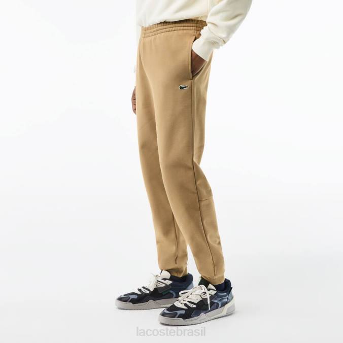Lacoste homens calça de moletom de lã com ajuste cônico bege P2PX350 roupas