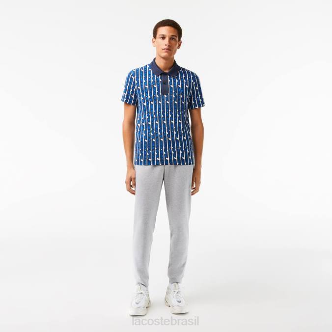 Lacoste homens calça de moletom de lã com ajuste cônico chino cinza P2PX1061 roupas