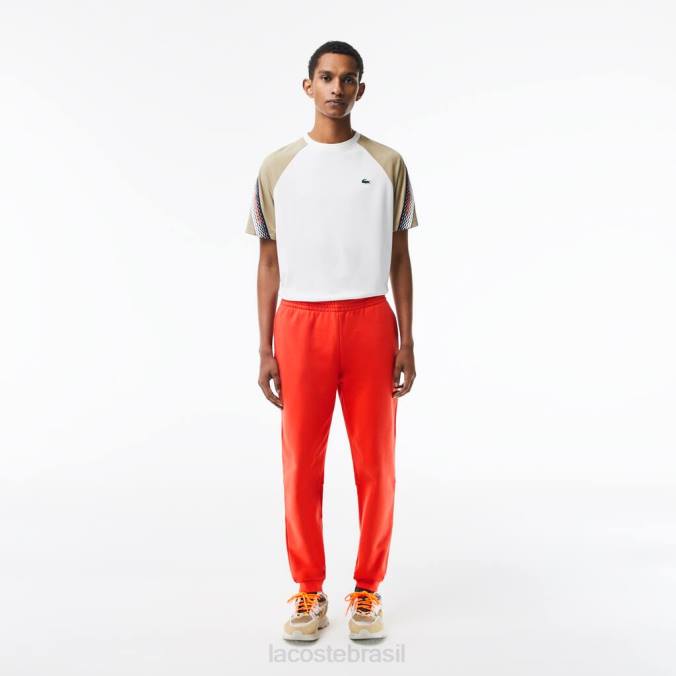 Lacoste homens calça de moletom de lã com ajuste cônico laranja P2PX374 roupas