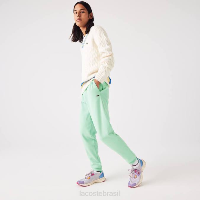 Lacoste homens calça de moletom de lã com ajuste cônico luz verde P2PX1125 roupas