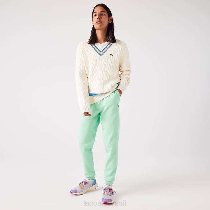 Lacoste homens calça de moletom de lã com ajuste cônico luz verde P2PX1125 roupas