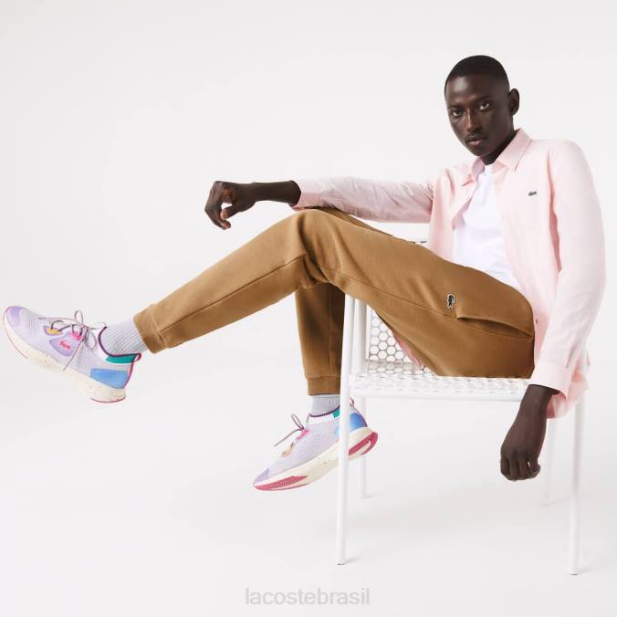 Lacoste homens calça de moletom de lã com ajuste cônico marrom P2PX1025 roupas