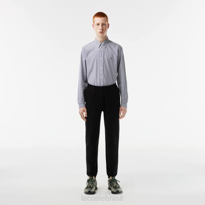 Lacoste homens calça de moletom de lã com ajuste cônico preto P2PX347 roupas