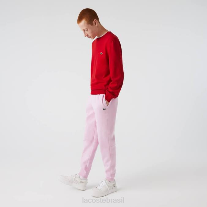 Lacoste homens calça de moletom de lã com ajuste cônico rosa P2PX1014 roupas