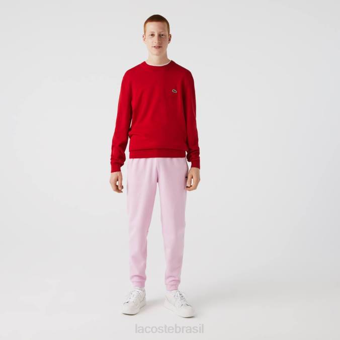 Lacoste homens calça de moletom de lã com ajuste cônico rosa P2PX1014 roupas