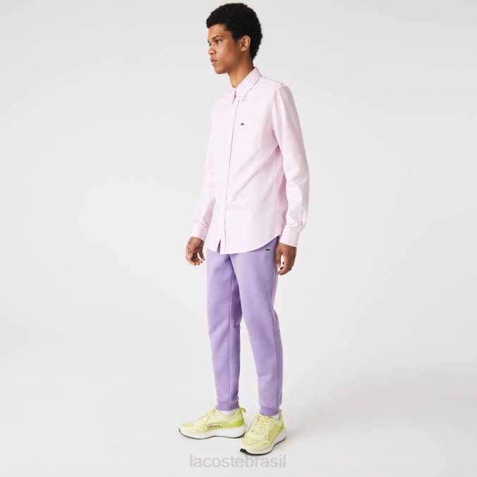 Lacoste homens calça de moletom de lã com ajuste cônico roxo P2PX995 roupas