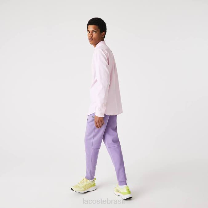 Lacoste homens calça de moletom de lã com ajuste cônico roxo P2PX995 roupas