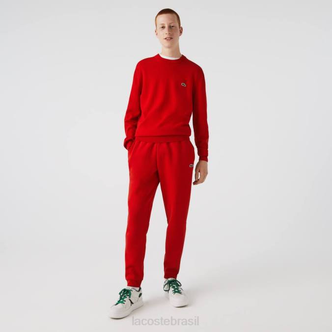 Lacoste homens calça de moletom de lã com ajuste cônico vermelho P2PX987 roupas