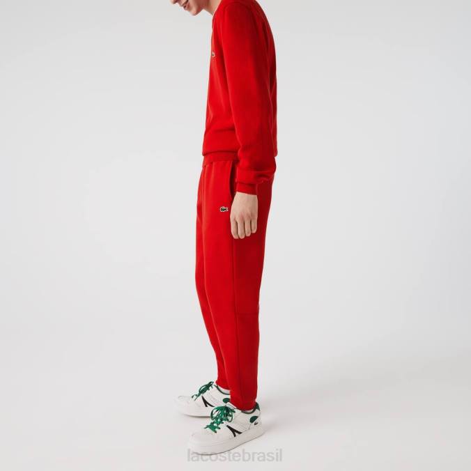 Lacoste homens calça de moletom de lã com ajuste cônico vermelho P2PX987 roupas