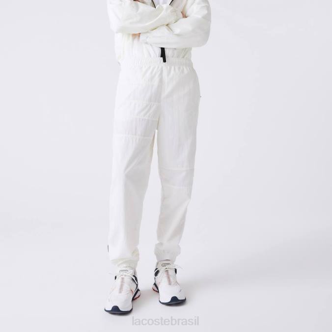 Lacoste homens calça de moletom repelente à água em patchwork branco P2PX1106 roupas