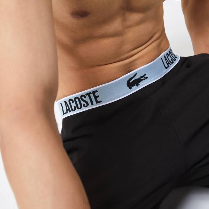 Lacoste homens calça de pijama com estampa de crocodilo na cintura da marca preto P2PX1523 roupas