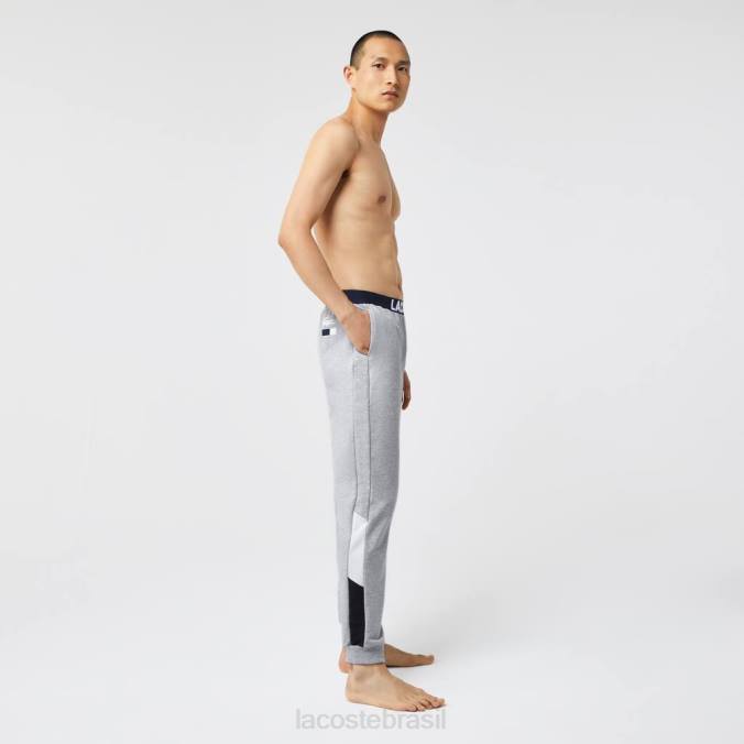 Lacoste homens calça de pijama de lã com logo grande chine cinza/branco/azul marinho P2PX1567 roupas