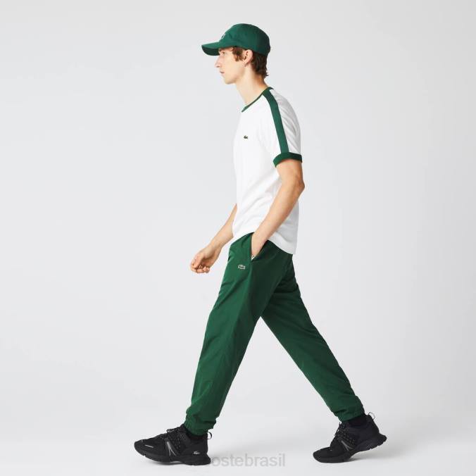 Lacoste homens calça de treino regular fit repelente à água verde P2PX333 roupas