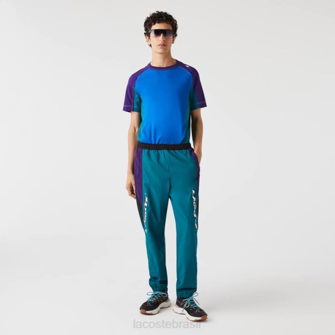 Lacoste homens calça esportiva color block de ajuste regular Heritage verde/roxo/preto P2PX1111 roupas