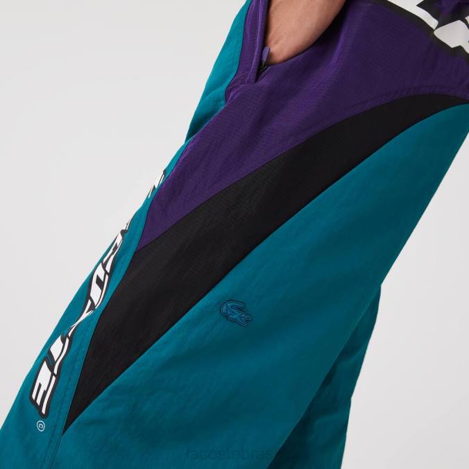 Lacoste homens calça esportiva color block de ajuste regular Heritage verde/roxo/preto P2PX1111 roupas